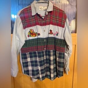 Winnie the Pooh L The Disney Store embroidered long sleeve shirt-Flannel 1990
